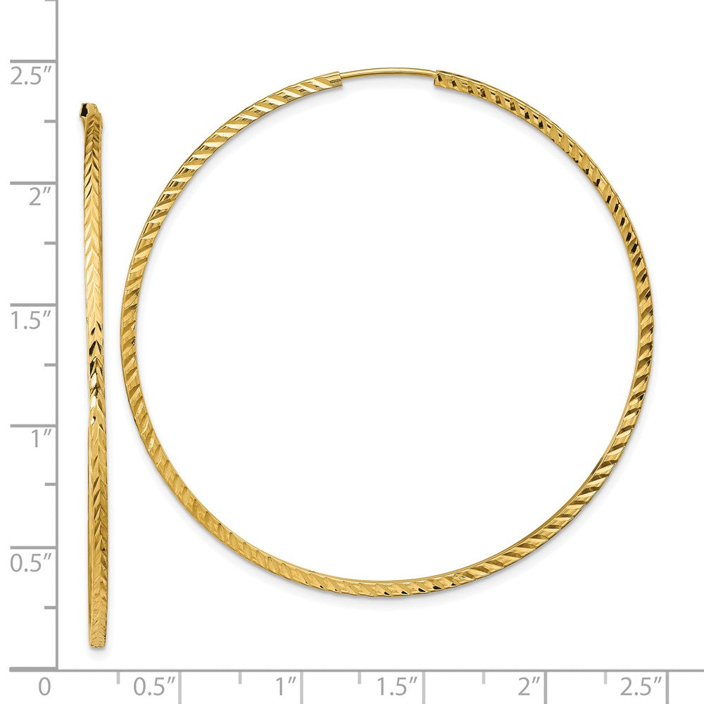 Diamond-cut Square Tube Endless Hoop Earrings in 14k Yellow Gold
