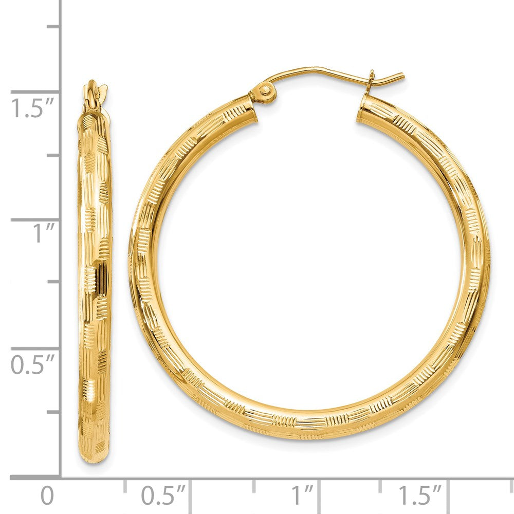 Diamond-cut Hoop Earrings in 14k Yellow Gold