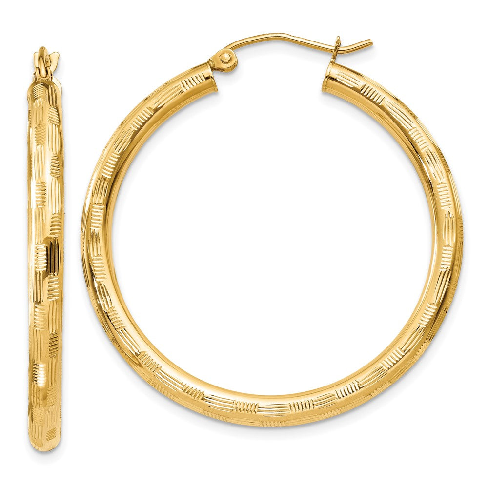 Diamond-cut Hoop Earrings in 14k Yellow Gold