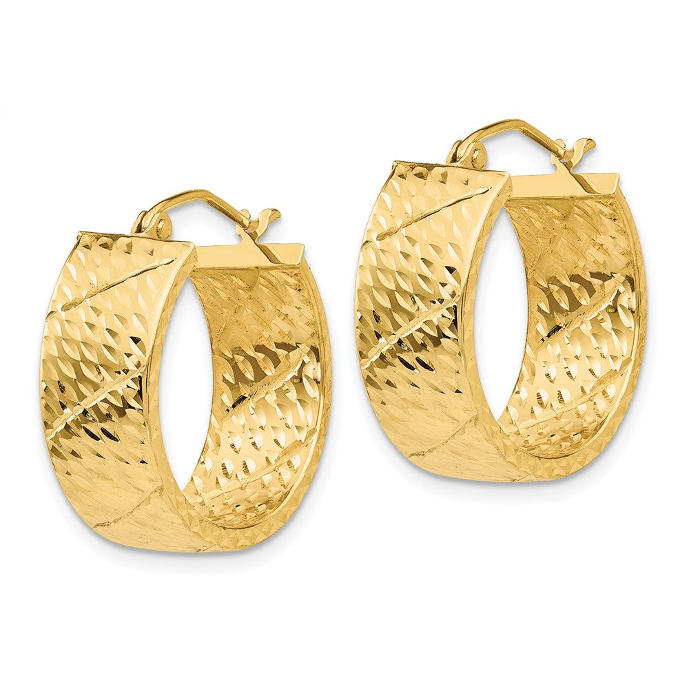 Diamond Cut Hoop Earrings in 14k Yellow Gold