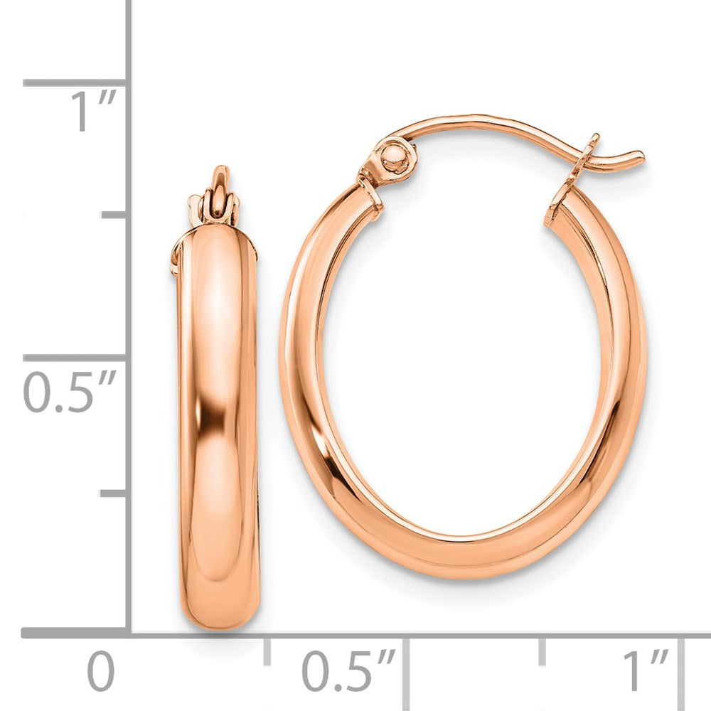 Polished Oval Tube Hoop Earrings in 14k Rose Gold