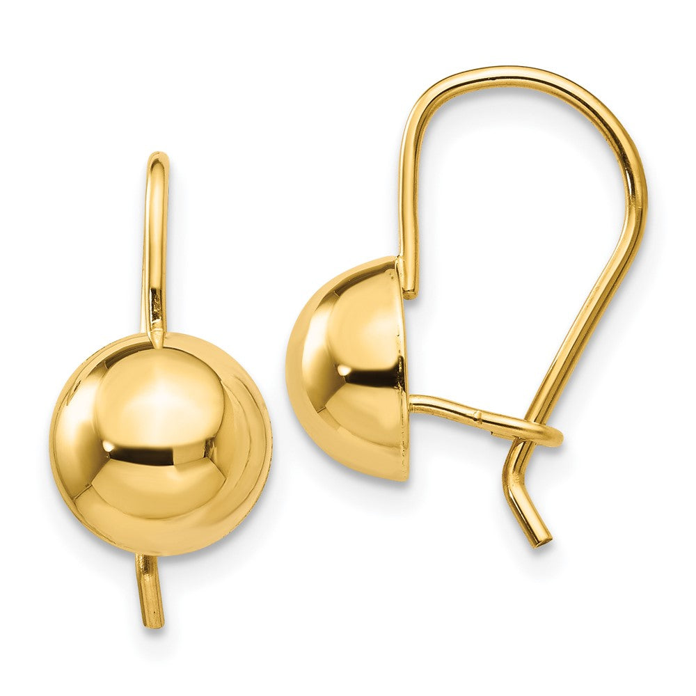 8.00mm Hollow Half Ball Earrings in 14k Yellow Gold