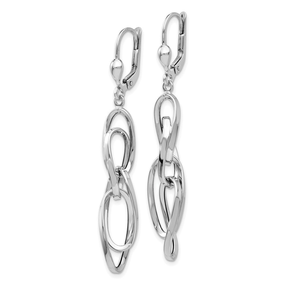 Polished Dangle Leverback Earrings in 14k White Gold