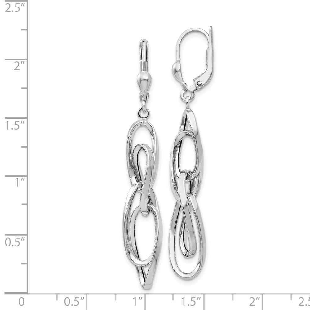 Polished Dangle Leverback Earrings in 14k White Gold