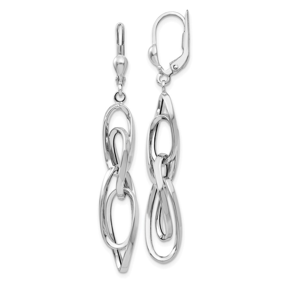 Polished Dangle Leverback Earrings in 14k White Gold