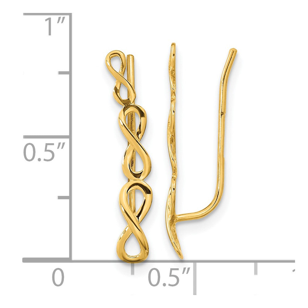 14k Gold Polished Infinity Ear Climber Earrings