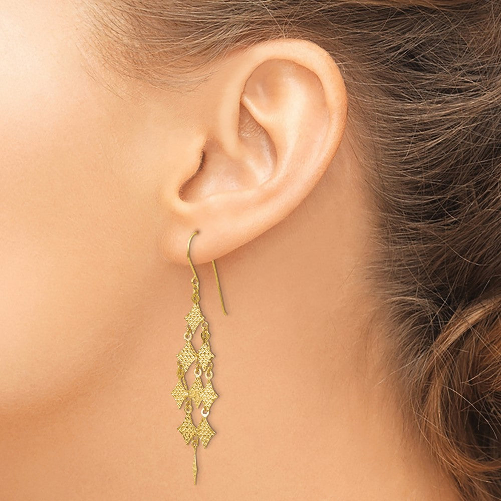 Diamond-cut Chandelier Earrings in 14k Yellow Gold