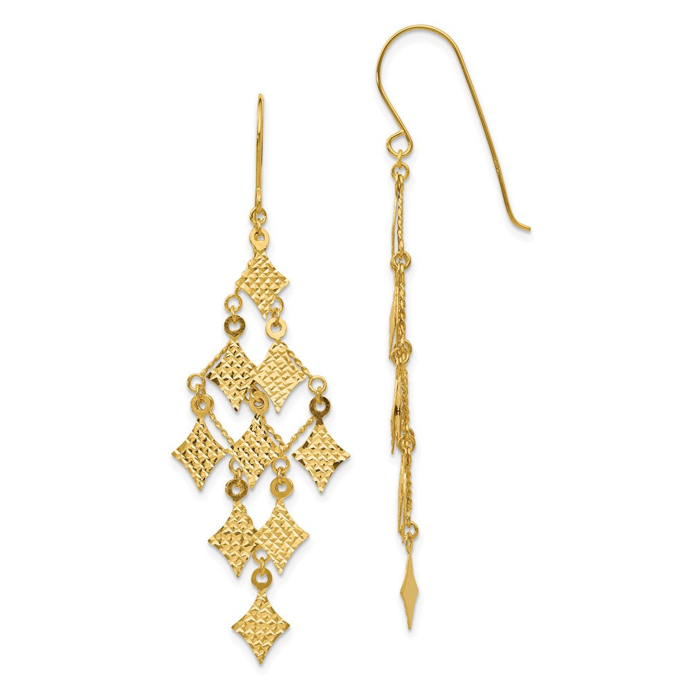 Diamond-cut Chandelier Earrings in 14k Yellow Gold