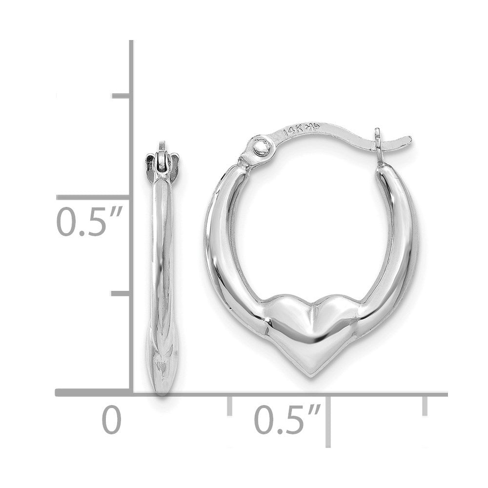 Heart Hoop Earrings in 14k White Gold