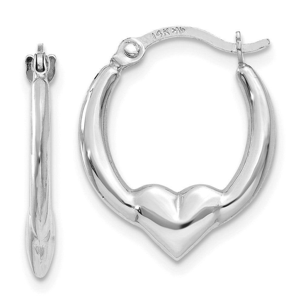 Heart Hoop Earrings in 14k White Gold