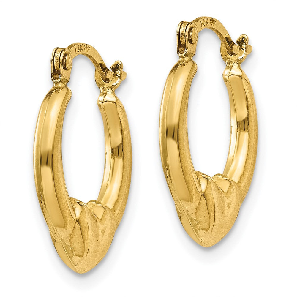 Hollow Heart Hoop Earrings in 14k Yellow Gold