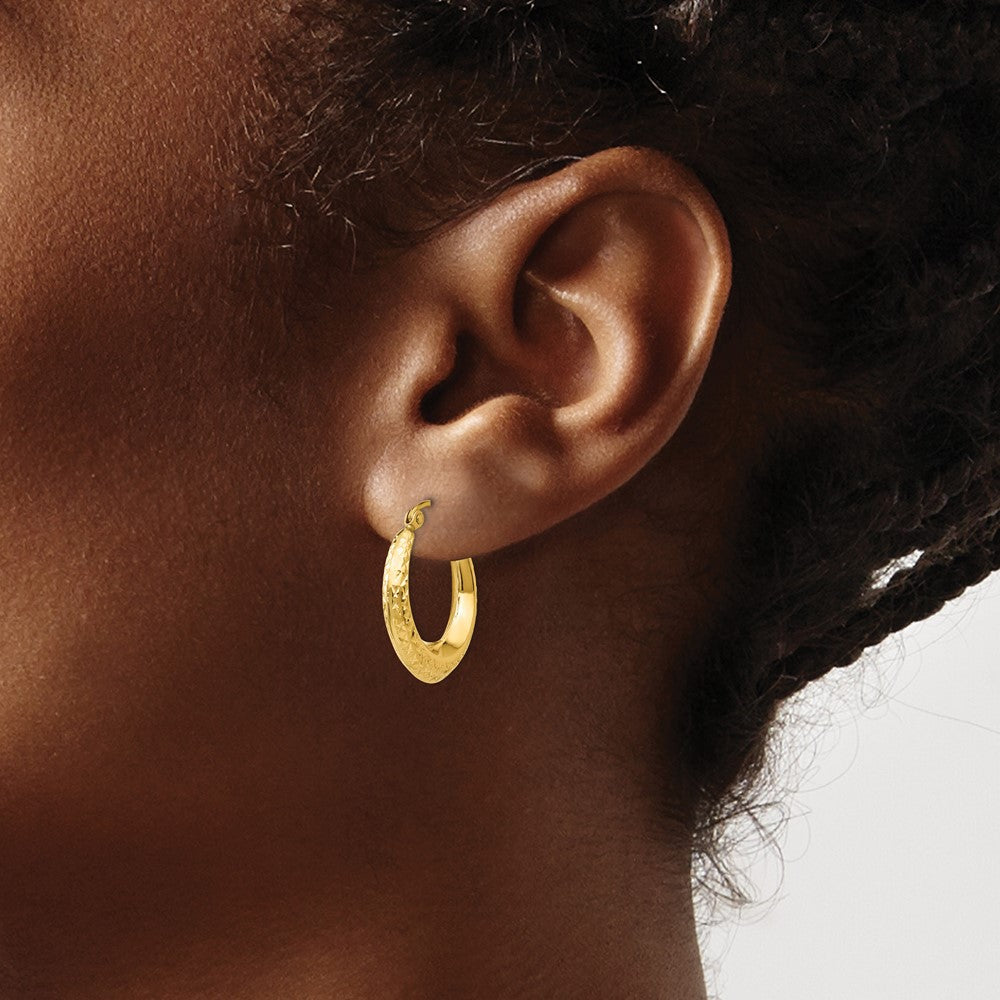 Textured Hollow Hoop Earrings in 14k Yellow Gold