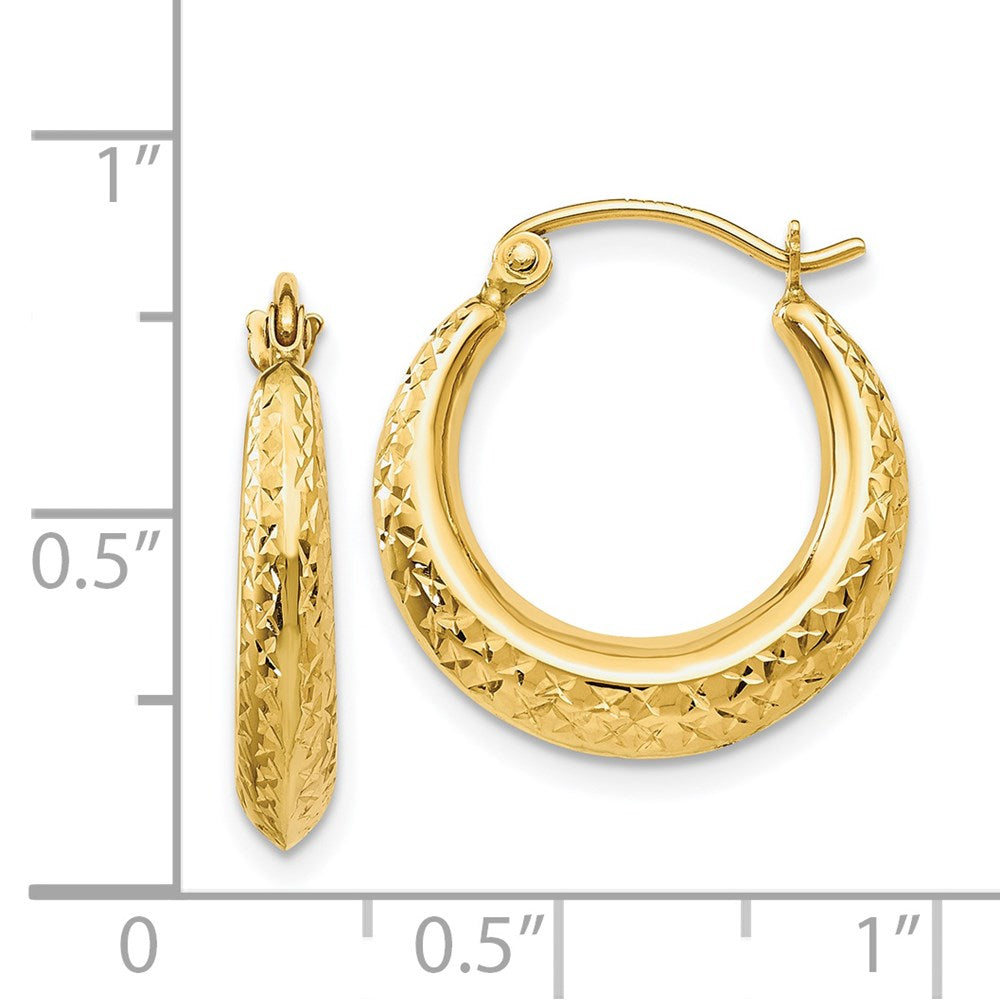 Textured Hollow Hoop Earrings in 14k Yellow Gold