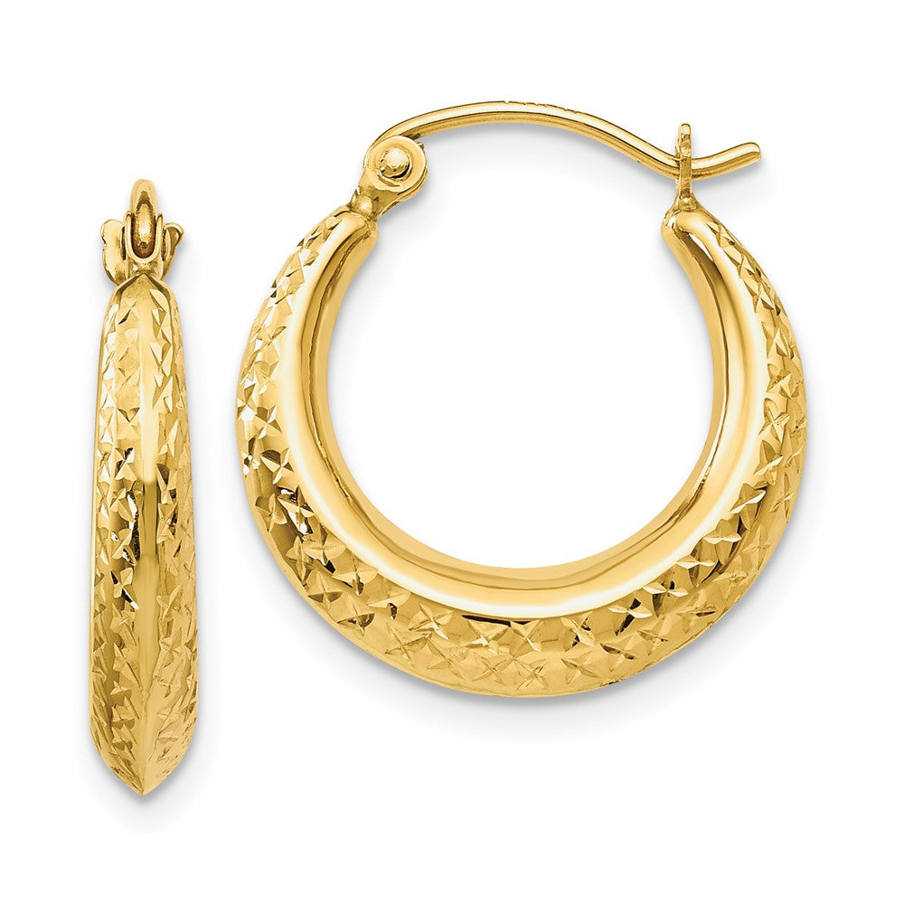 Textured Hollow Hoop Earrings in 14k Yellow Gold