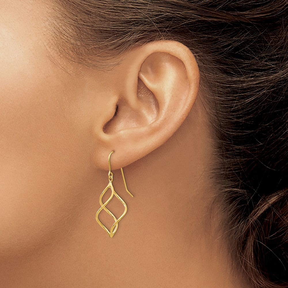 Polished Short Twisted Dangle Earrings in 14k Yellow Gold