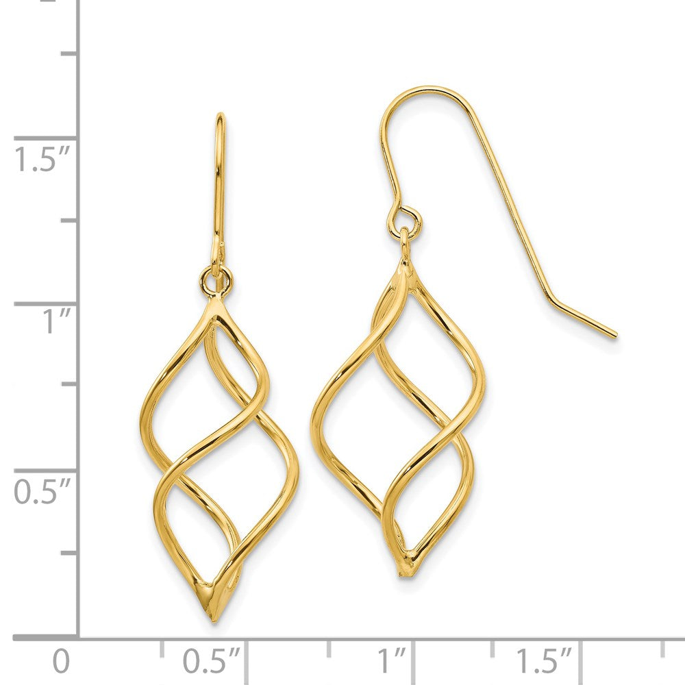 Polished Short Twisted Dangle Earrings in 14k Yellow Gold