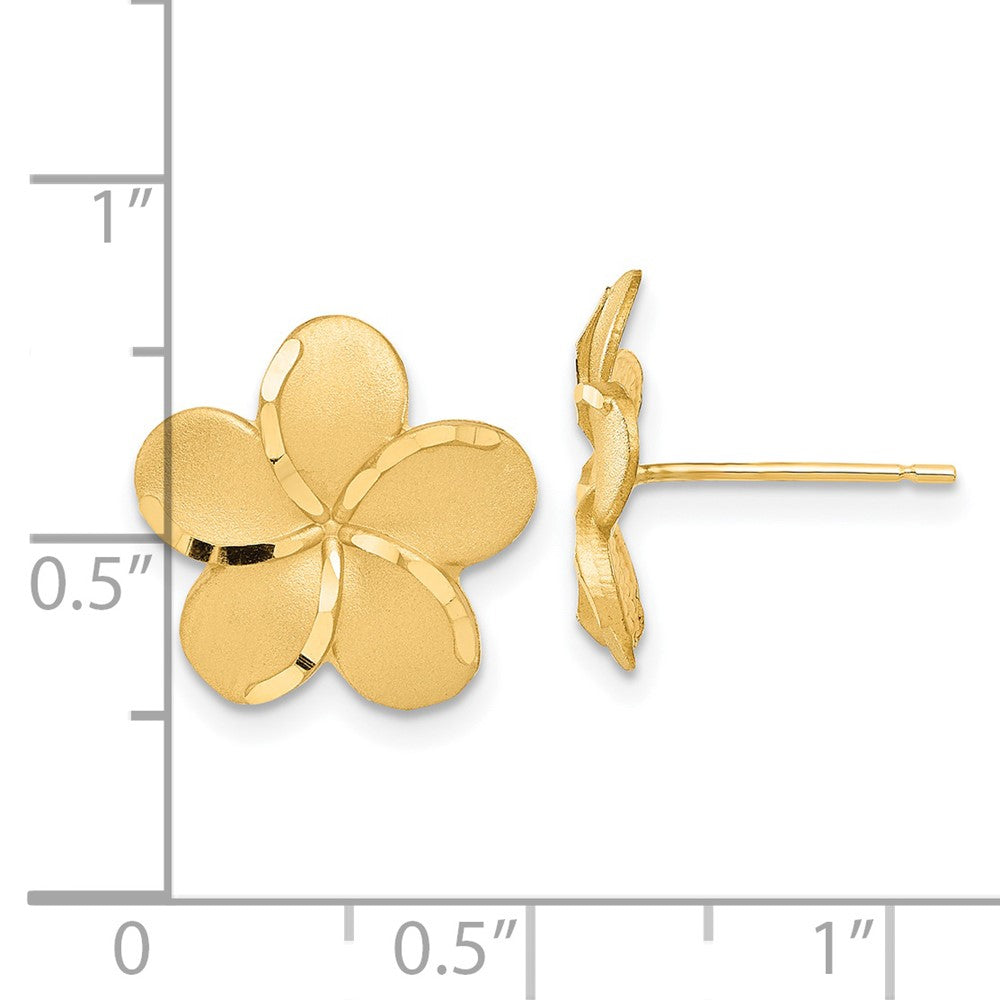 Plumeria French Wire Earrings in 14k Yellow Gold