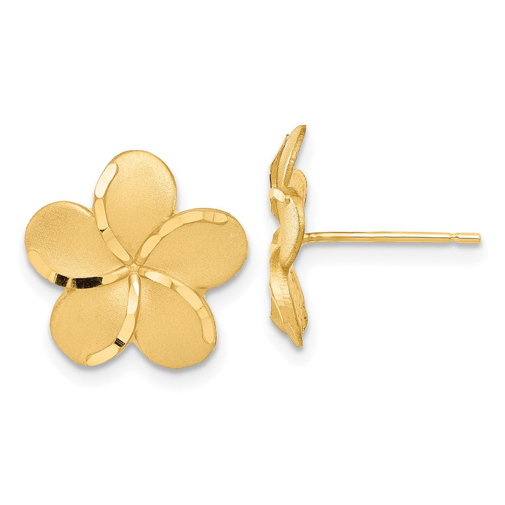 Plumeria French Wire Earrings in 14k Yellow Gold