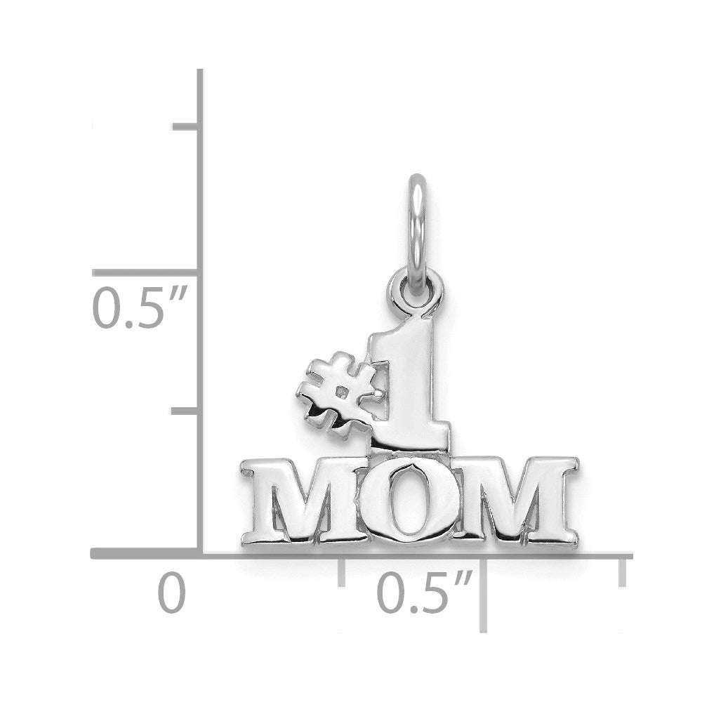 #1 MOM Charm in 14k White Gold