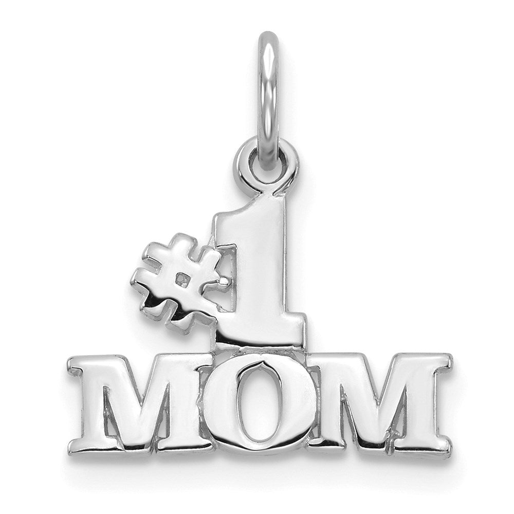 #1 MOM Charm in 14k White Gold