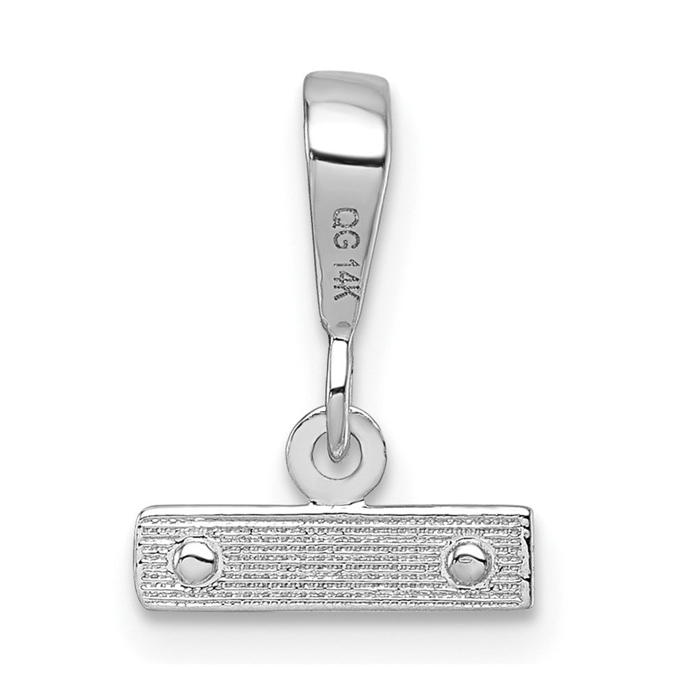 14kw Small Brushed Diamond-cut Number Top Charm in 14k White Gold