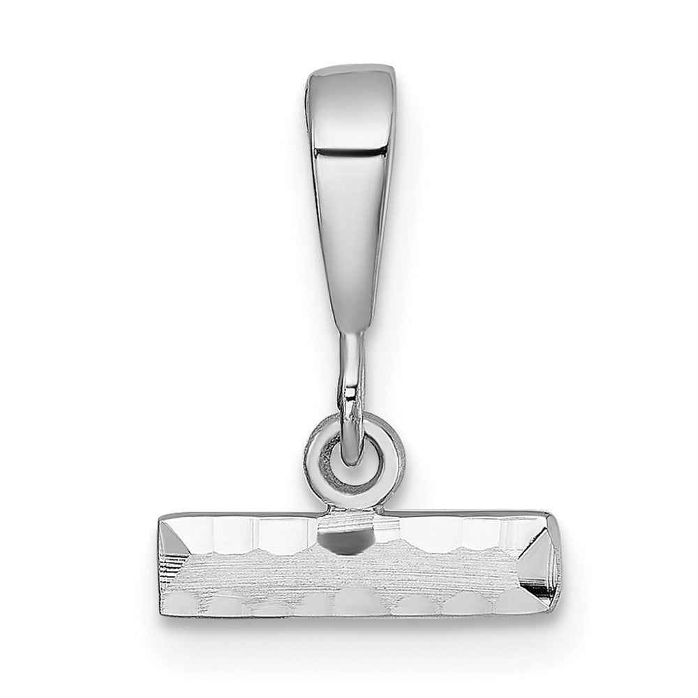 14kw Small Brushed Diamond-cut Number Top Charm in 14k White Gold