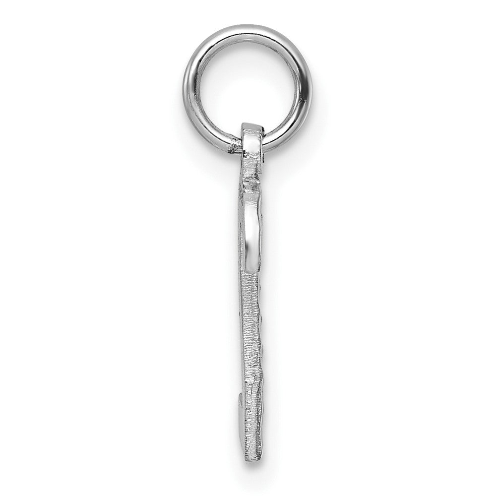 14kw Small Brushed Diamond-cut Number 2 Charm in 14k White Gold