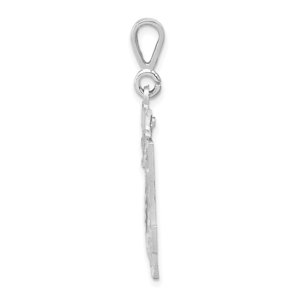 14kw Small Brushed Diamond-cut Number 24 Charm in 14k White Gold