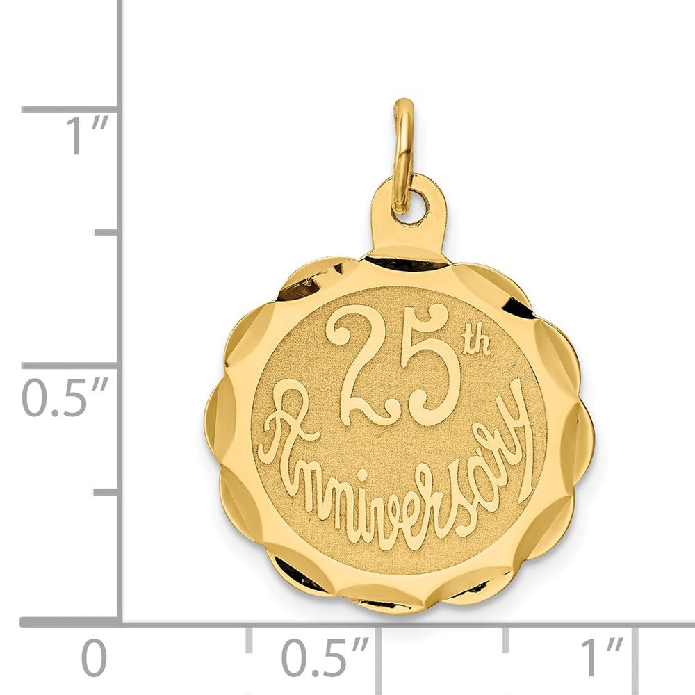 25th ANNIVERSARY Disc Charm in 14k Yellow Gold