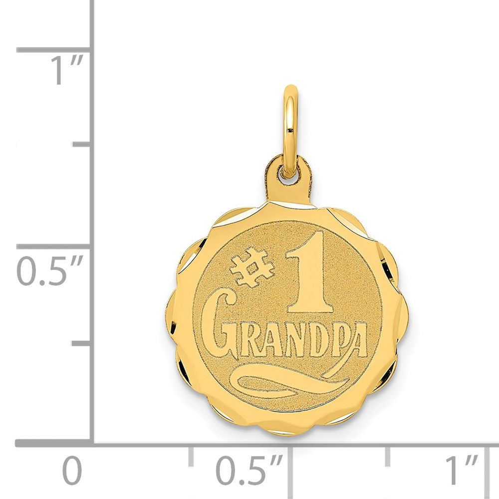 #1 GRANDPA Disc Charm in 14k Yellow Gold