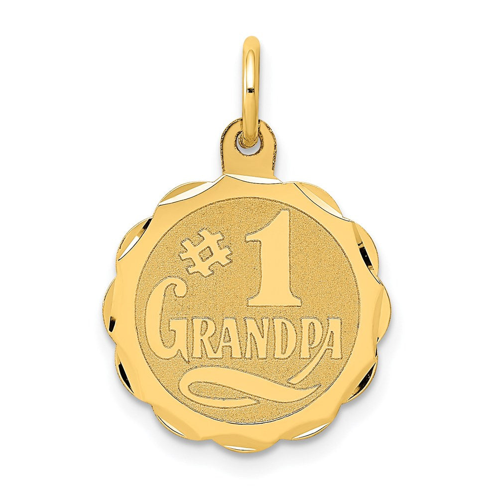 #1 GRANDPA Disc Charm in 14k Yellow Gold