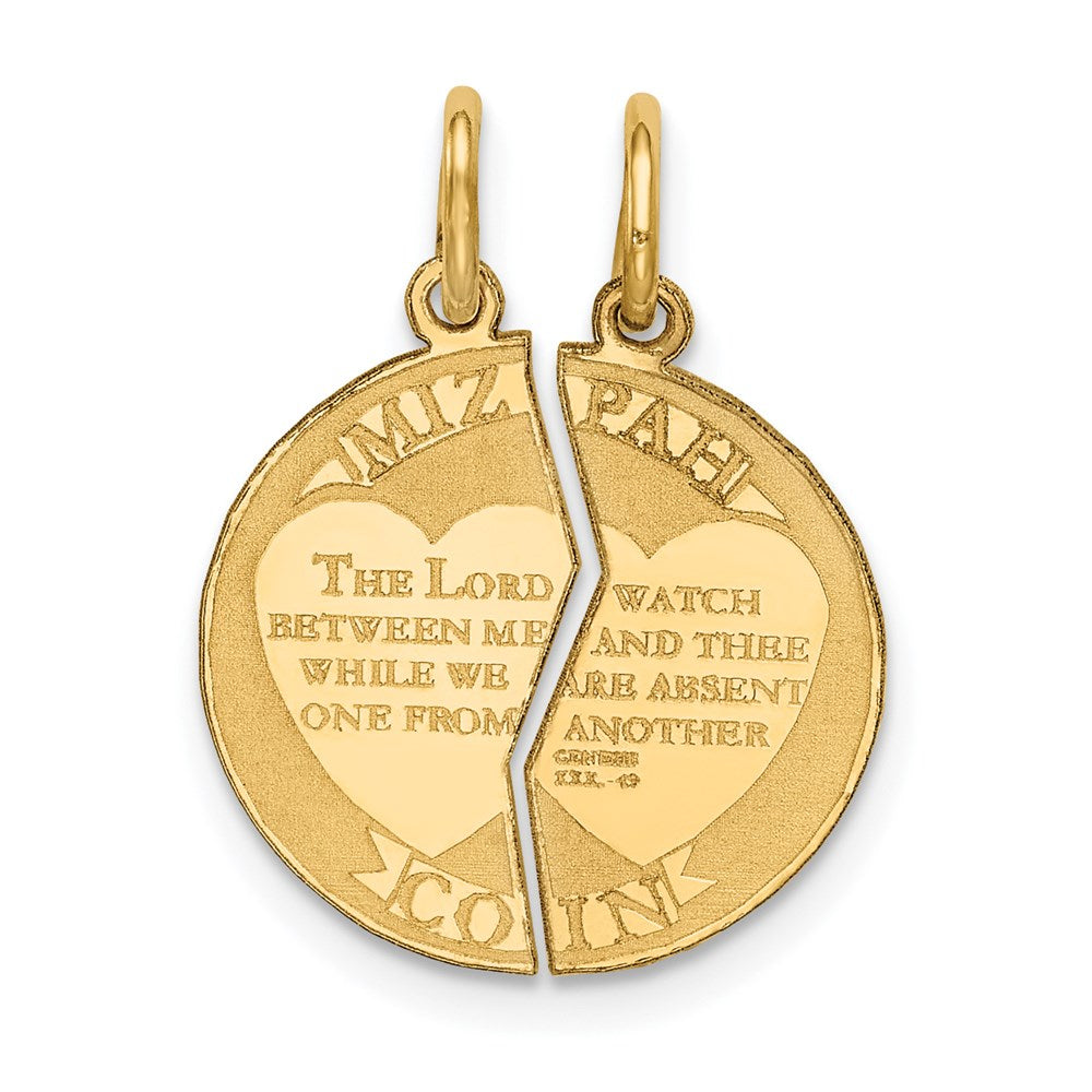 2-piece Mizpah Charm in 14k Yellow Gold
