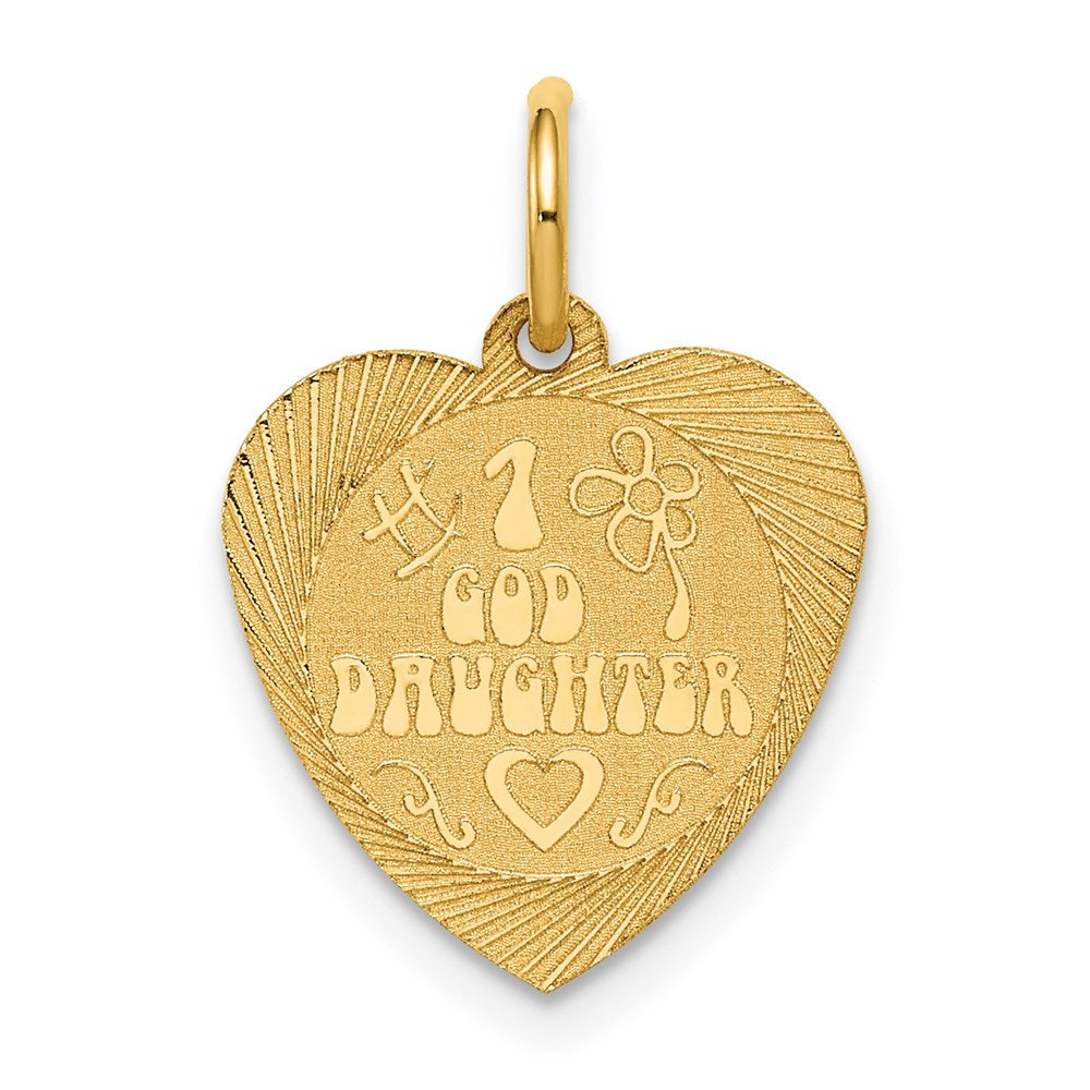 #1 GODDAUGHTER Heart Disc Charm in 14k Yellow Gold