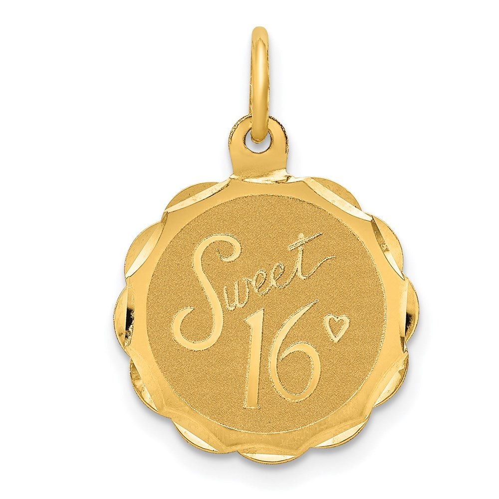 SWEET 16 Disc Charm in 14k Yellow Gold
