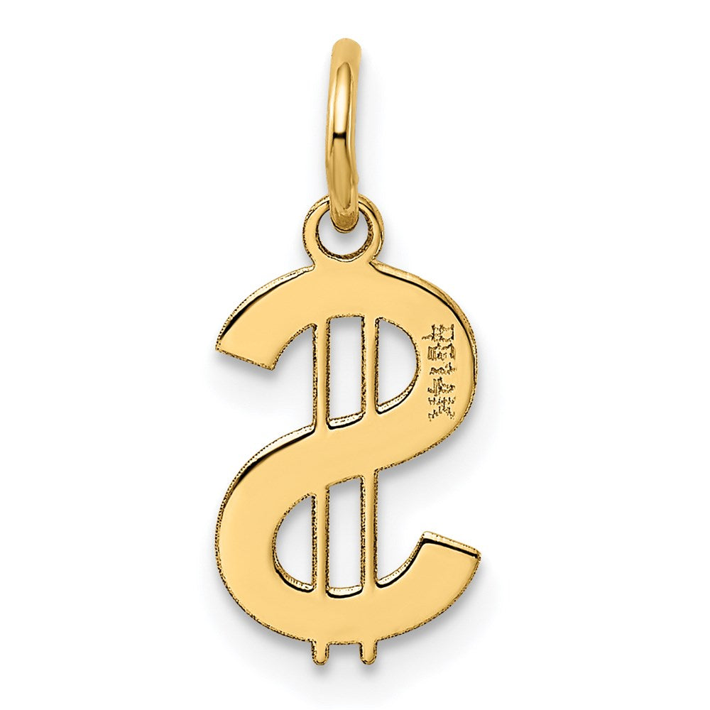 Polished Dollar Sign Charm in 14k Yellow Gold