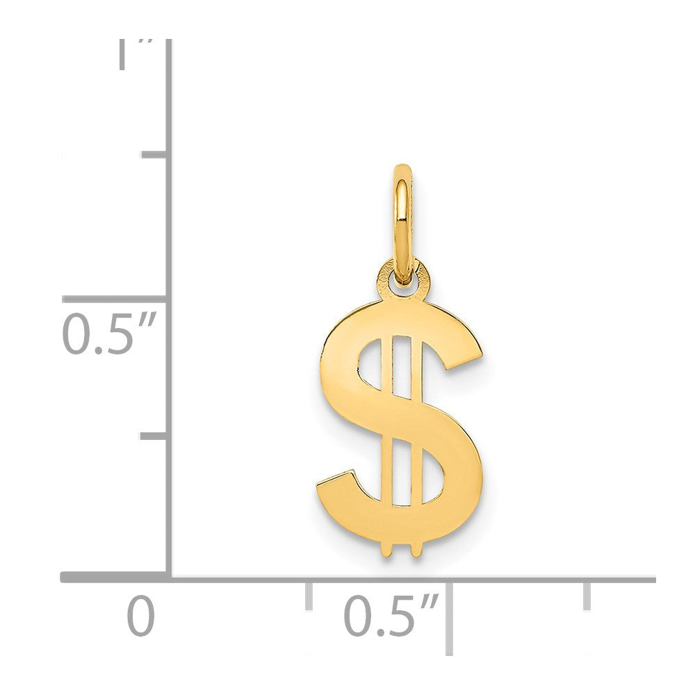 Polished Dollar Sign Charm in 14k Yellow Gold
