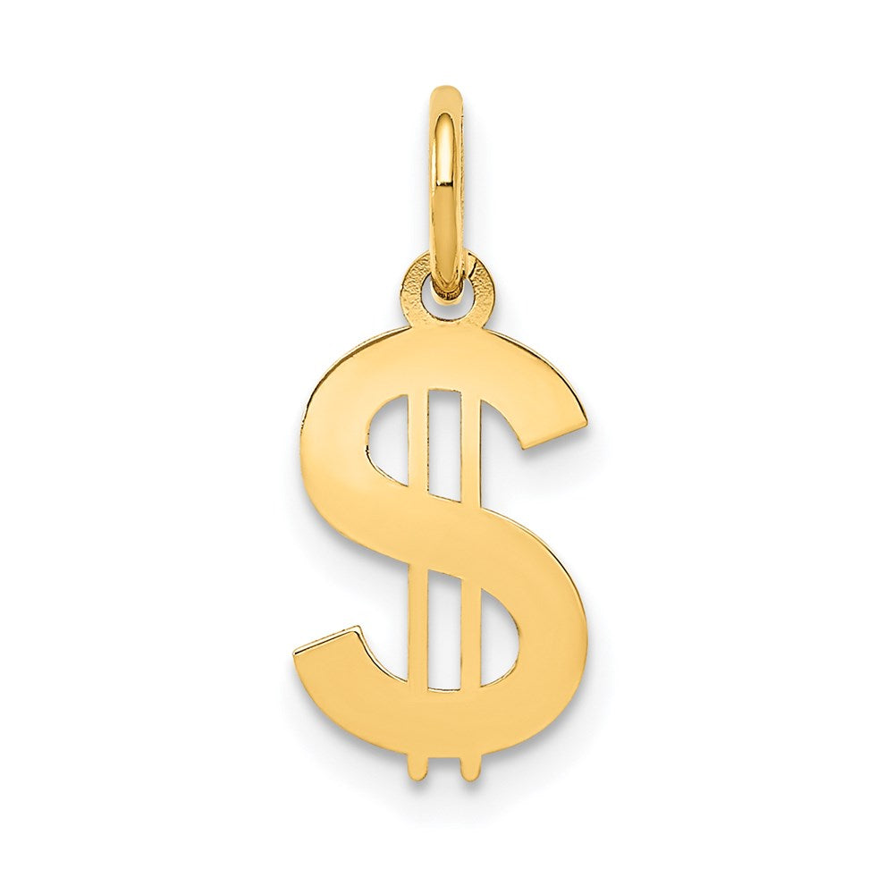Polished Dollar Sign Charm in 14k Yellow Gold