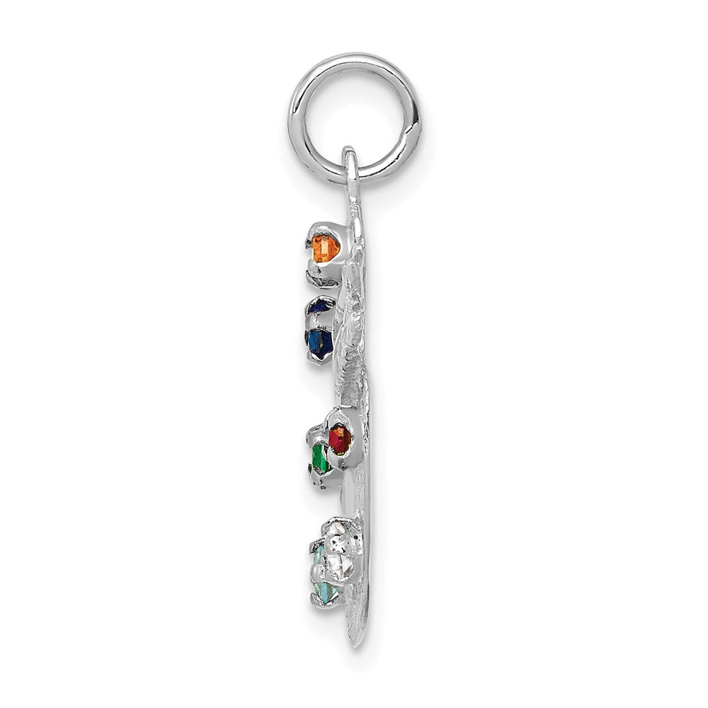 Artist Palette with CZ Stones Charm in 14k White Gold