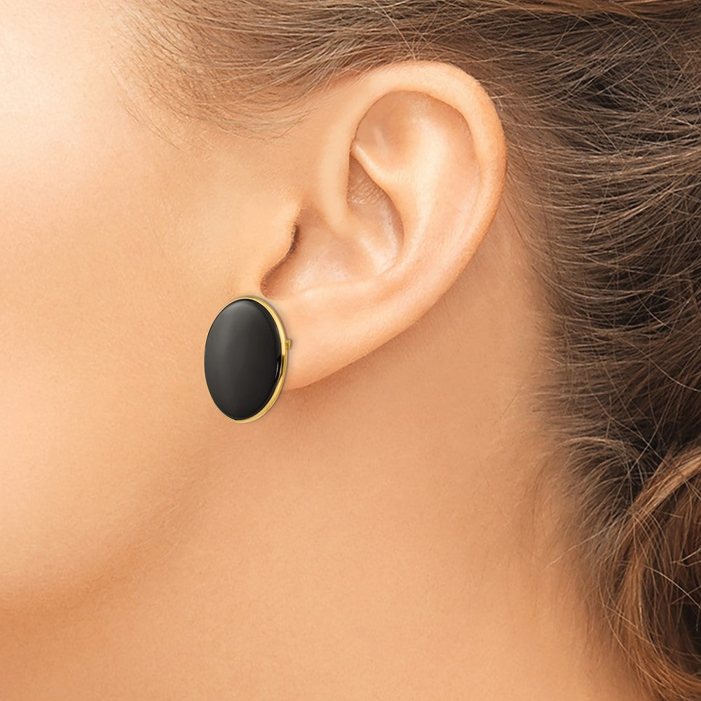 Black Onyx Earrings in 14k Yellow Gold