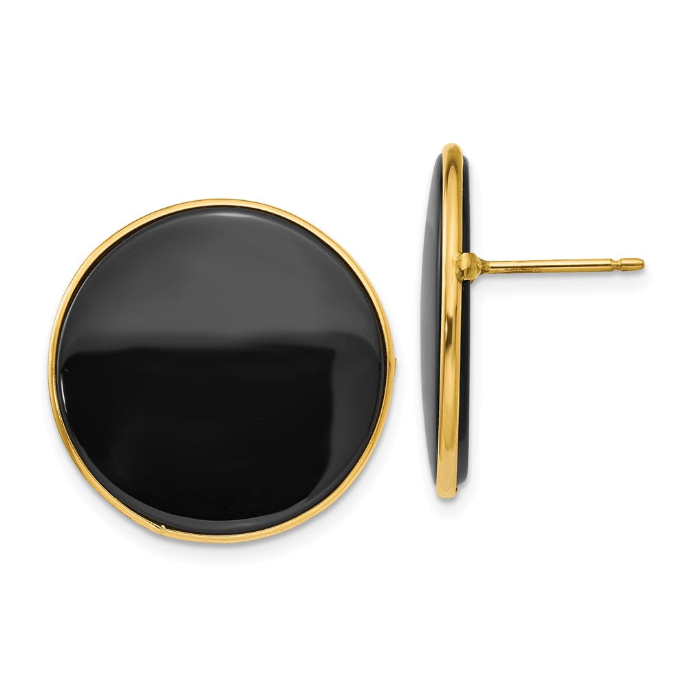 Black Onyx Earrings in 14k Yellow Gold