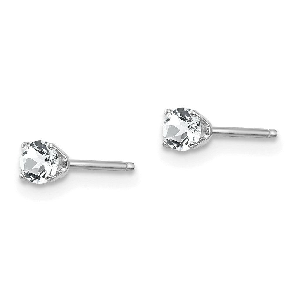 3mm White Topaz Stud Earrings in 14k White Gold