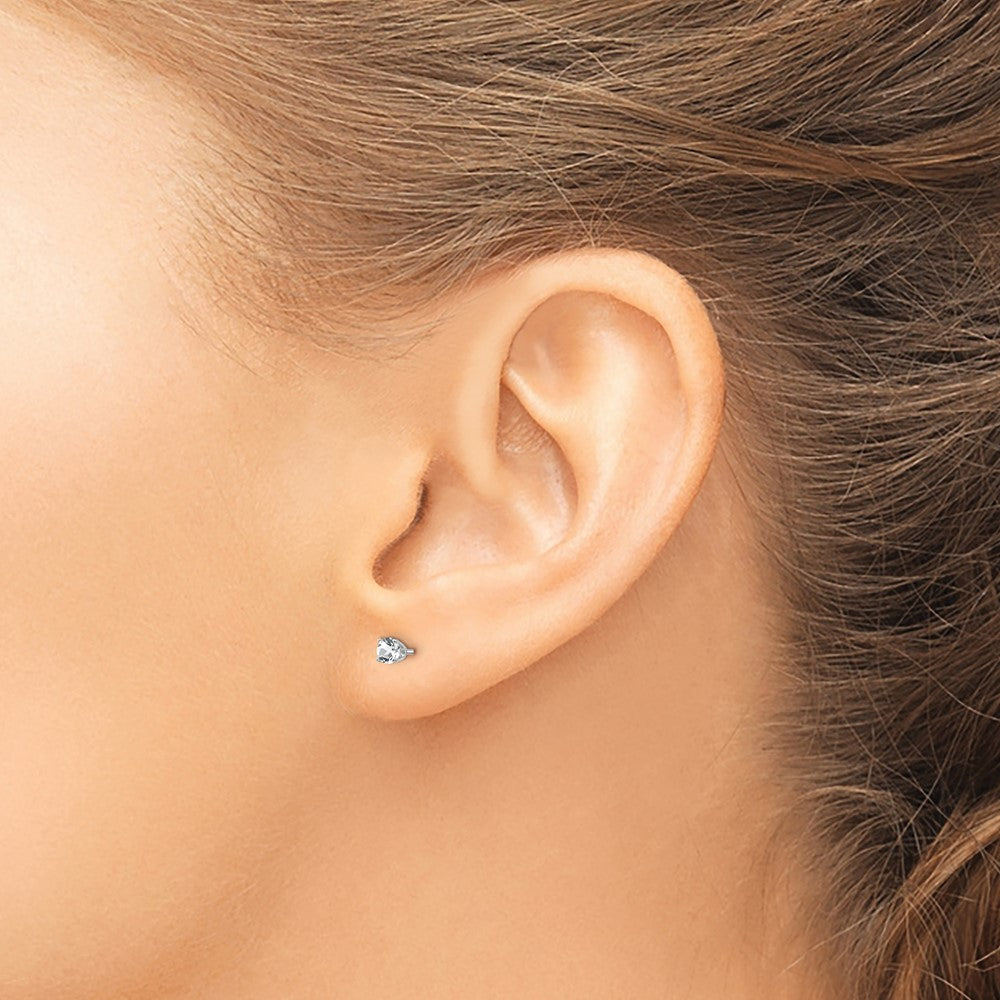 3mm White Topaz Stud Earrings in 14k White Gold