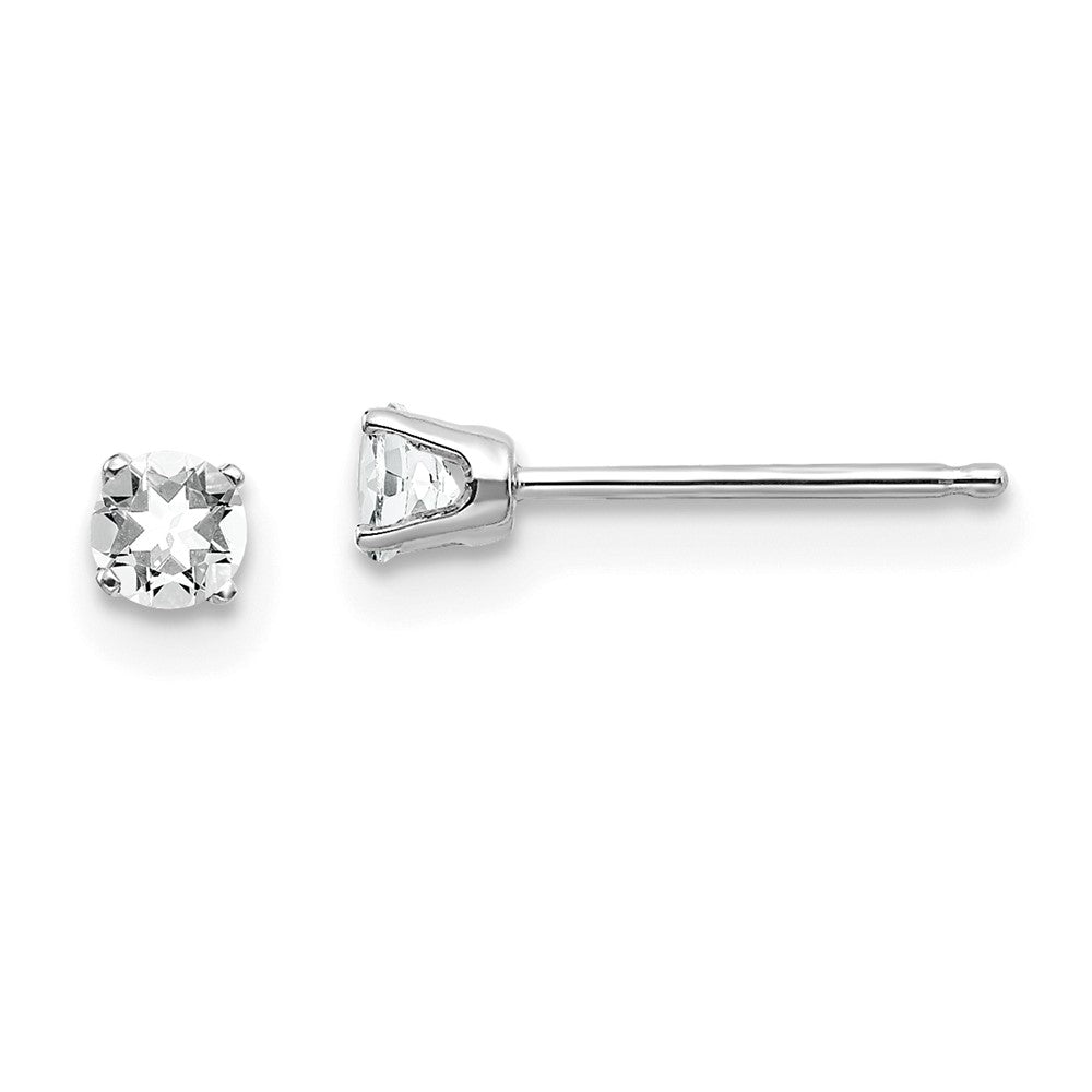 3mm White Topaz Stud Earrings in 14k White Gold