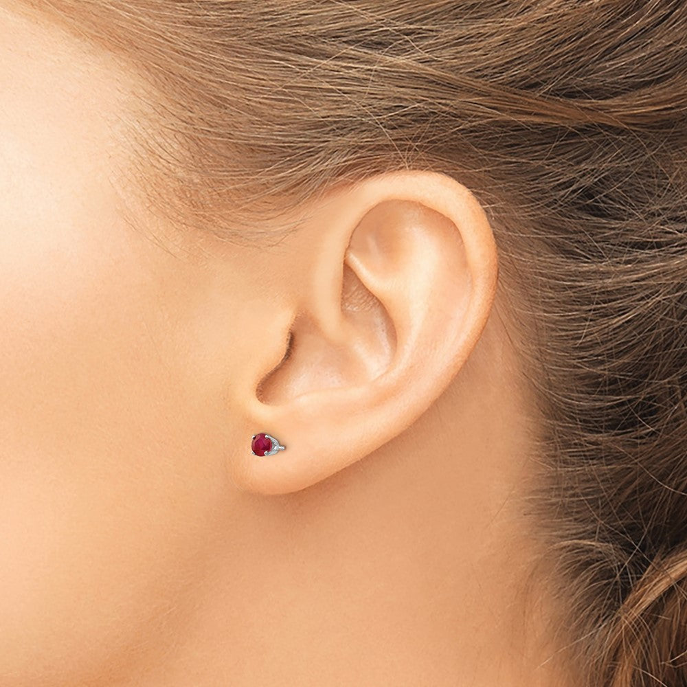 4mm Ruby Stud Earrings in 14k White Gold