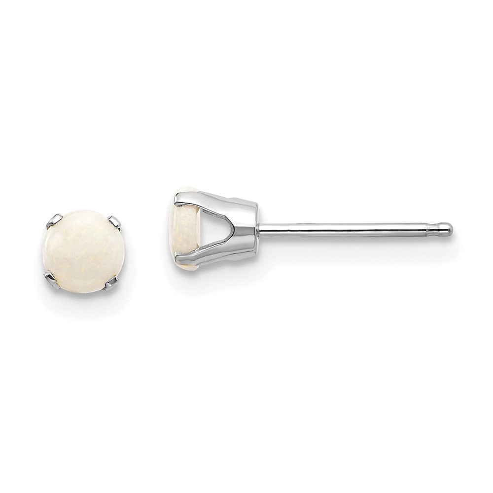4mm Opal Stud Earrings in 14k White Gold