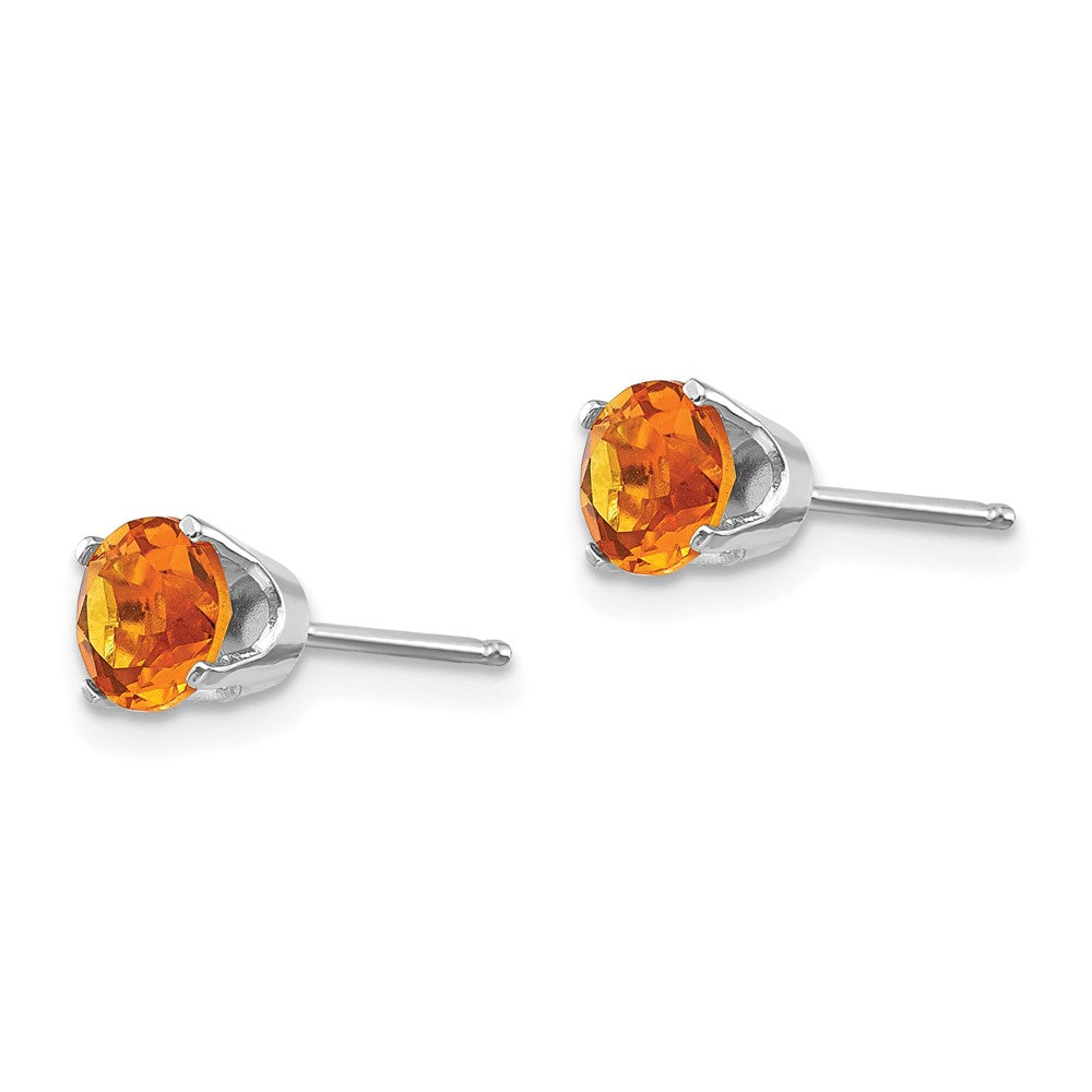 5mm Citrine Stud Earrings in 14k White Gold