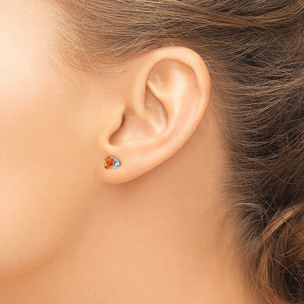 5mm Citrine Stud Earrings in 14k White Gold