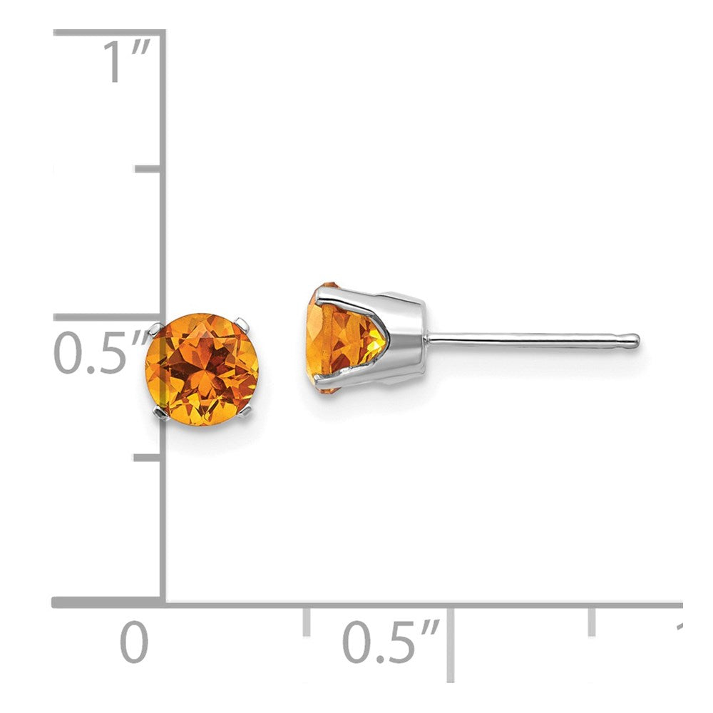 5mm Citrine Stud Earrings in 14k White Gold