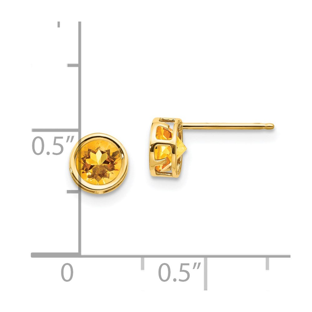 5mm Bezel Citrine Stud Earrings in 14k Yellow Gold