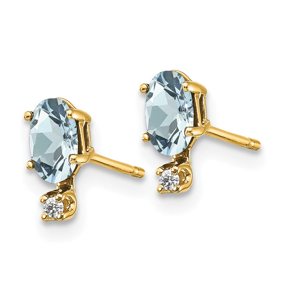 Diamond & Aquamarine Birthstone Earrings in 14k Yellow Gold